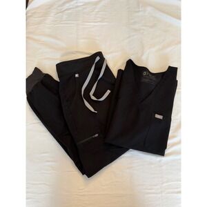 FIGS Zamora Jogger Casala Top Scrub Set Black Womens Medium Small Tall FW1000